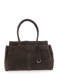 TOD'S Tod's Women Brown Shoulder Bag With Embossed Logo On The Front And Removable Keychain Ring Charm In Suede For Women