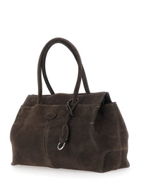 TOD'S Tod's Women Brown Shoulder Bag With Embossed Logo On The Front And Removable Keychain Ring Charm In Suede For Women