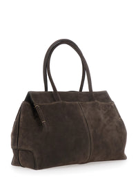 TOD'S Tod's Women Brown Shoulder Bag With Embossed Logo On The Front And Removable Keychain Ring Charm In Suede For Women