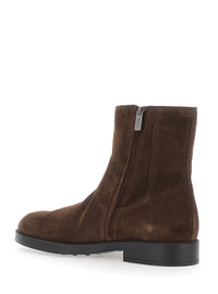 Tod's Men Brown Ankle Boots With Side Zip Closure In Suede For Men