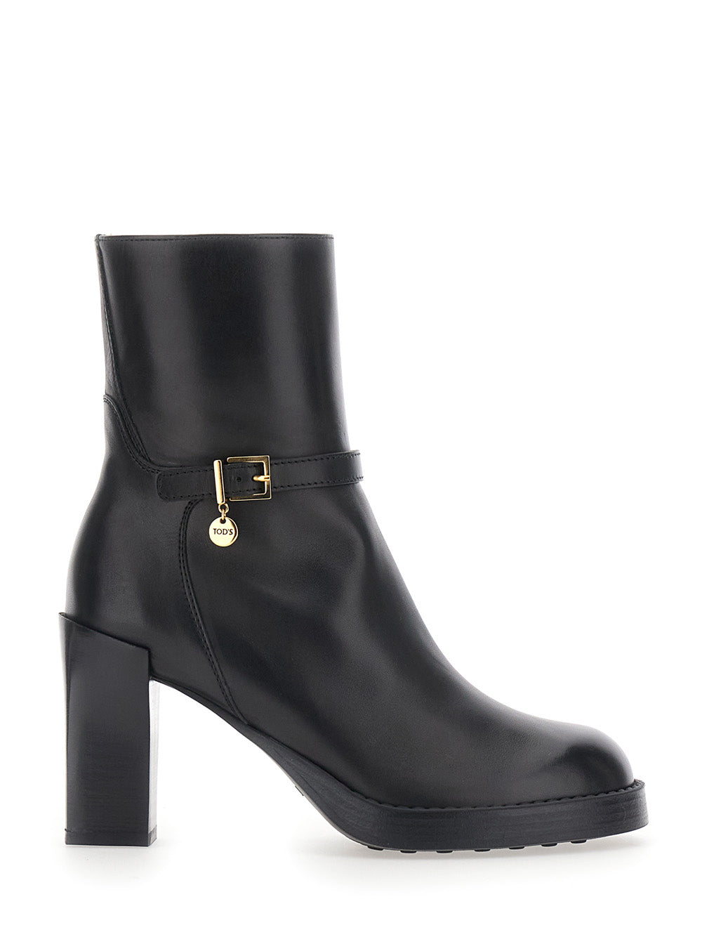 TOD'S Tod's Women Black Ankle Boots With High Heel And Buckle Strap In Leather For Women