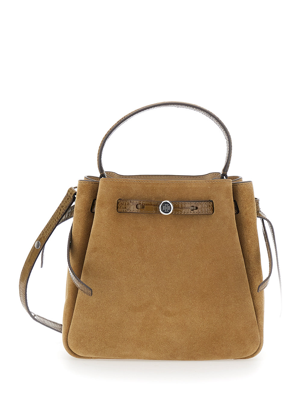 TORY BURCH Tory Burch Women 'Romy' Beige Handbag With Adjustable And Removable Shoulder Strap And Front Strap In Suede For Women
