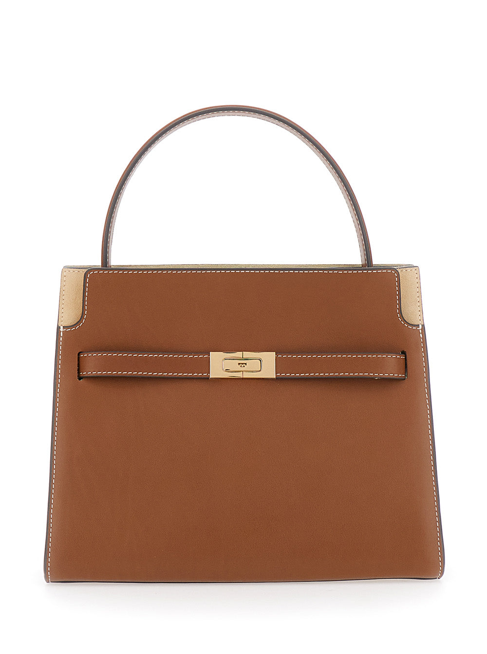 TORY BURCH Tory Burch Women 'Lee Radziwill' Brown Small Handbag With Front Strap Closure In Leather For Women