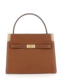 TORY BURCH Tory Burch Women 'Lee Radziwill' Brown Small Handbag With Front Strap Closure In Leather For Women