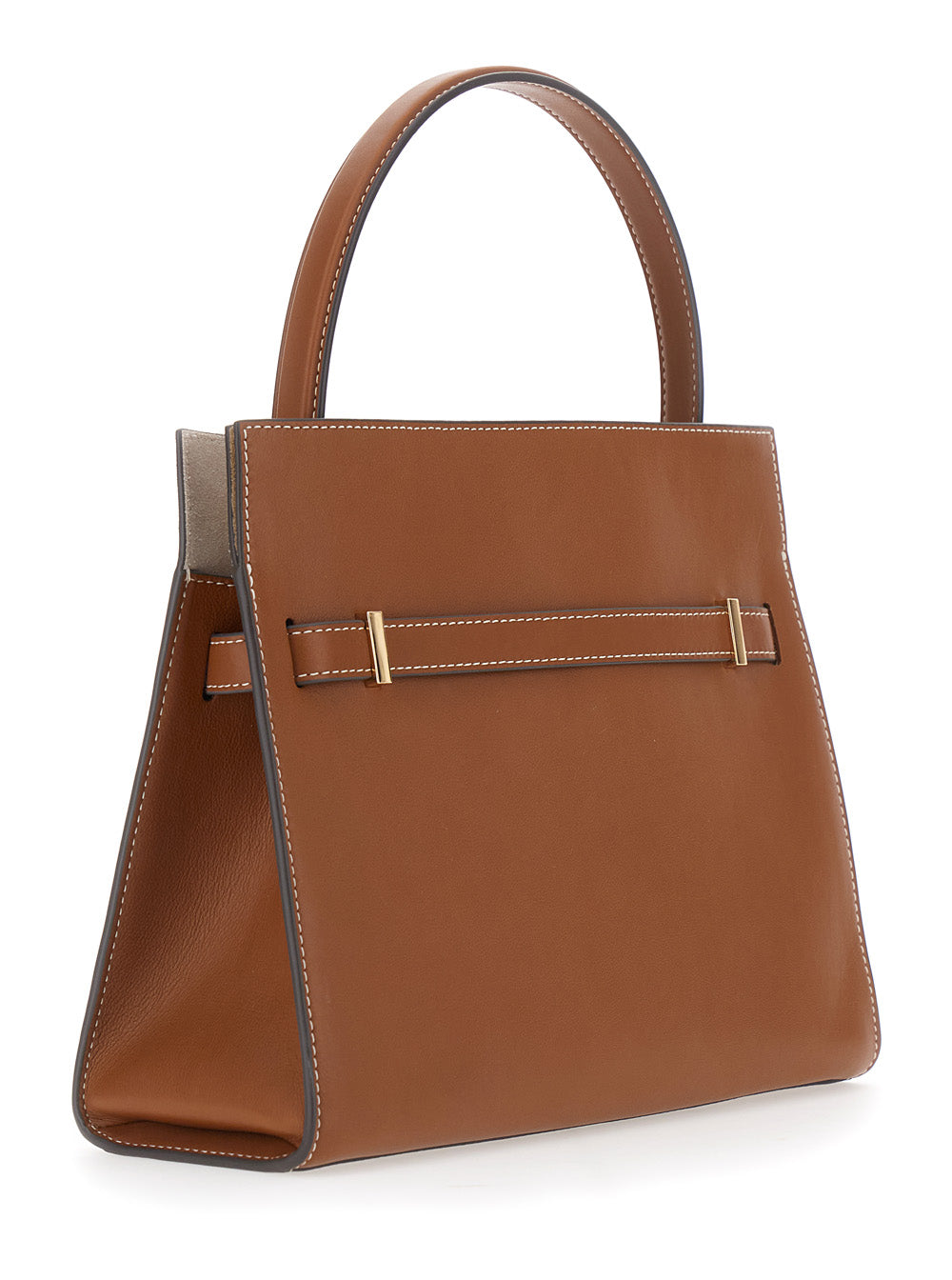 TORY BURCH Tory Burch Women 'Lee Radziwill' Brown Small Handbag With Front Strap Closure In Leather For Women