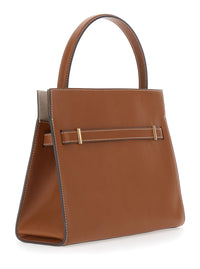 TORY BURCH Tory Burch Women 'Lee Radziwill' Brown Small Handbag With Front Strap Closure In Leather For Women