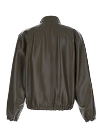 Bottega Veneta Men Green Jacket With High Collar With Intreccio Motif In Leather For Men