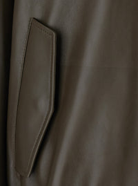 Bottega Veneta Men Green Jacket With High Collar With Intreccio Motif In Leather For Men