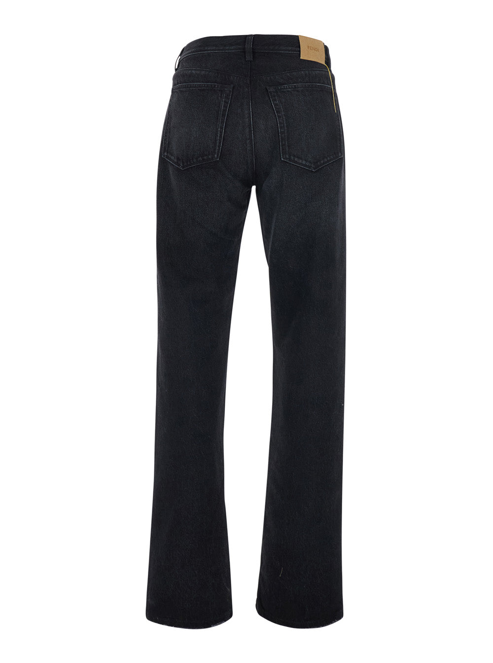 Fendi Men Black Slim Jeans With Logo Patch On The Back In Denim For Men