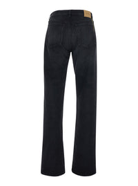 Fendi Men Black Slim Jeans With Logo Patch On The Back In Denim For Men