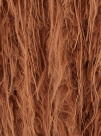 Forte_Forte Women Brown Crew Neck Shearling Jacket With Front Hidden Closure In Ecofur For Women