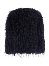 Forte_Forte Women Black Crew Neck Shearling Jacket With Hidden Front Closure In Ecofur For Women