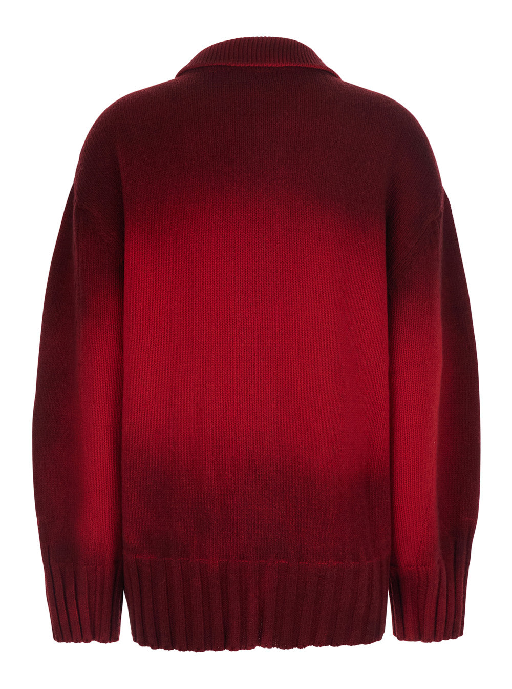 The Attico Women Red Cardigan With Classic Collar And Sprayed Design With Gradient Effect In Wool And Cashmere For Women