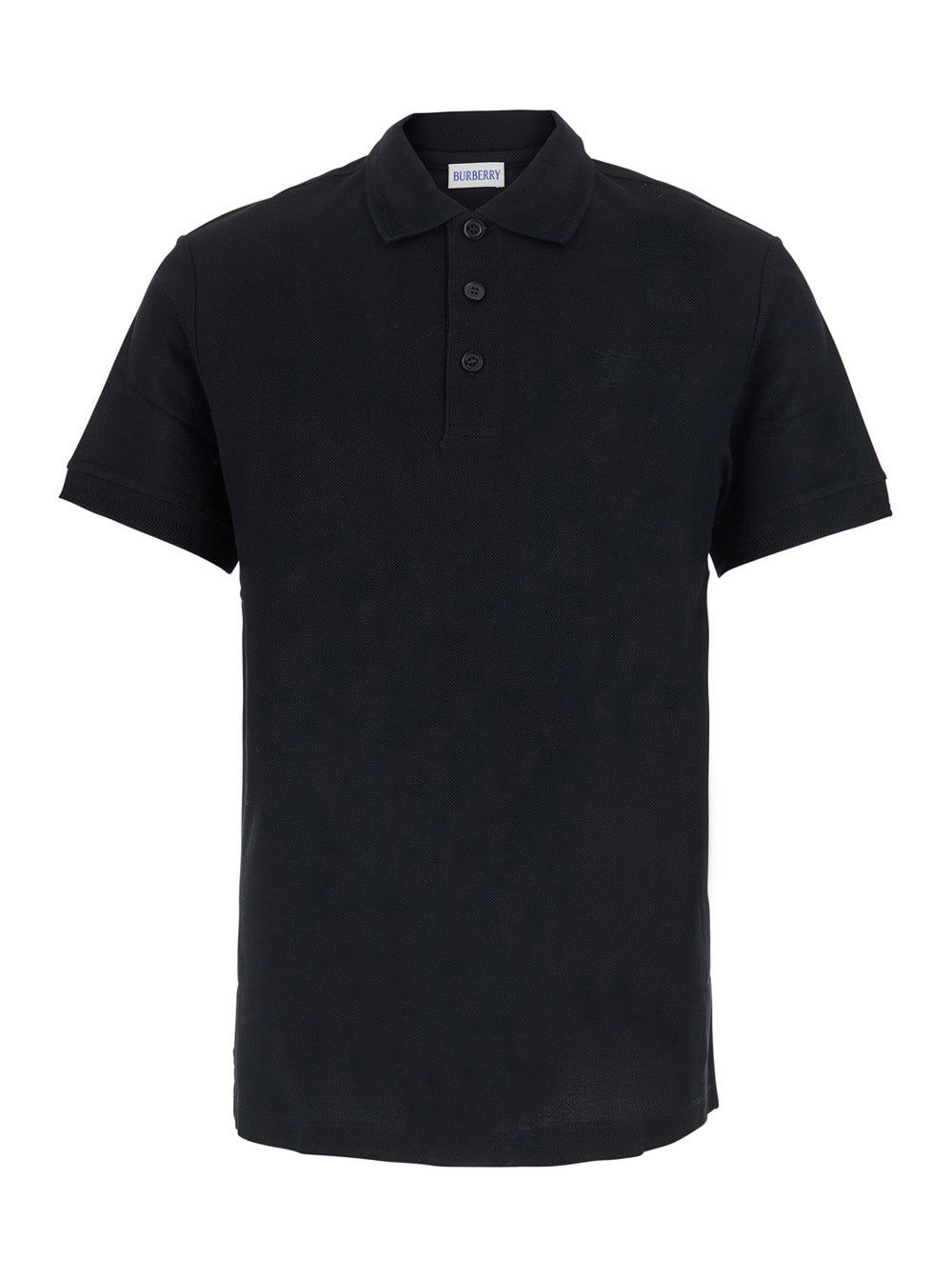 Burberry Men 'Eddie' Black Polo Shirt With Classic Collar And Ekd Embroidery On The Front In Cotton For Men