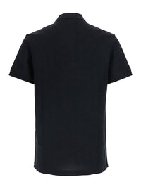 Burberry Men 'Eddie' Black Polo Shirt With Classic Collar And Ekd Embroidery On The Front In Cotton For Men