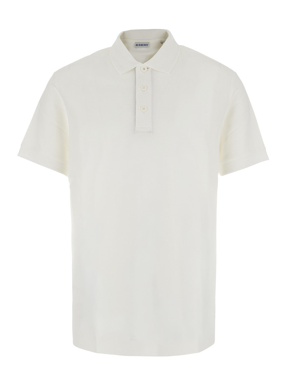 Burberry Men 'Eddie' White Polo Shirt With Classic Collar And Ekd Embroidery On The Front In Cotton For Men