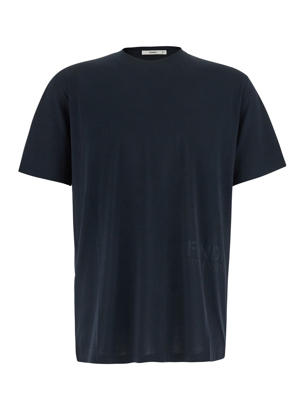 Fendi Men Black T-Shirt With Tone-On-Tone Logo On The Side In Cotton For Men