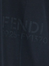 Fendi Men Black T-Shirt With Tone-On-Tone Logo On The Side In Cotton For Men