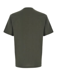 Fendi Men Green T-Shirt With Tone-On-Tone Logo On The Side In Cotton For Men