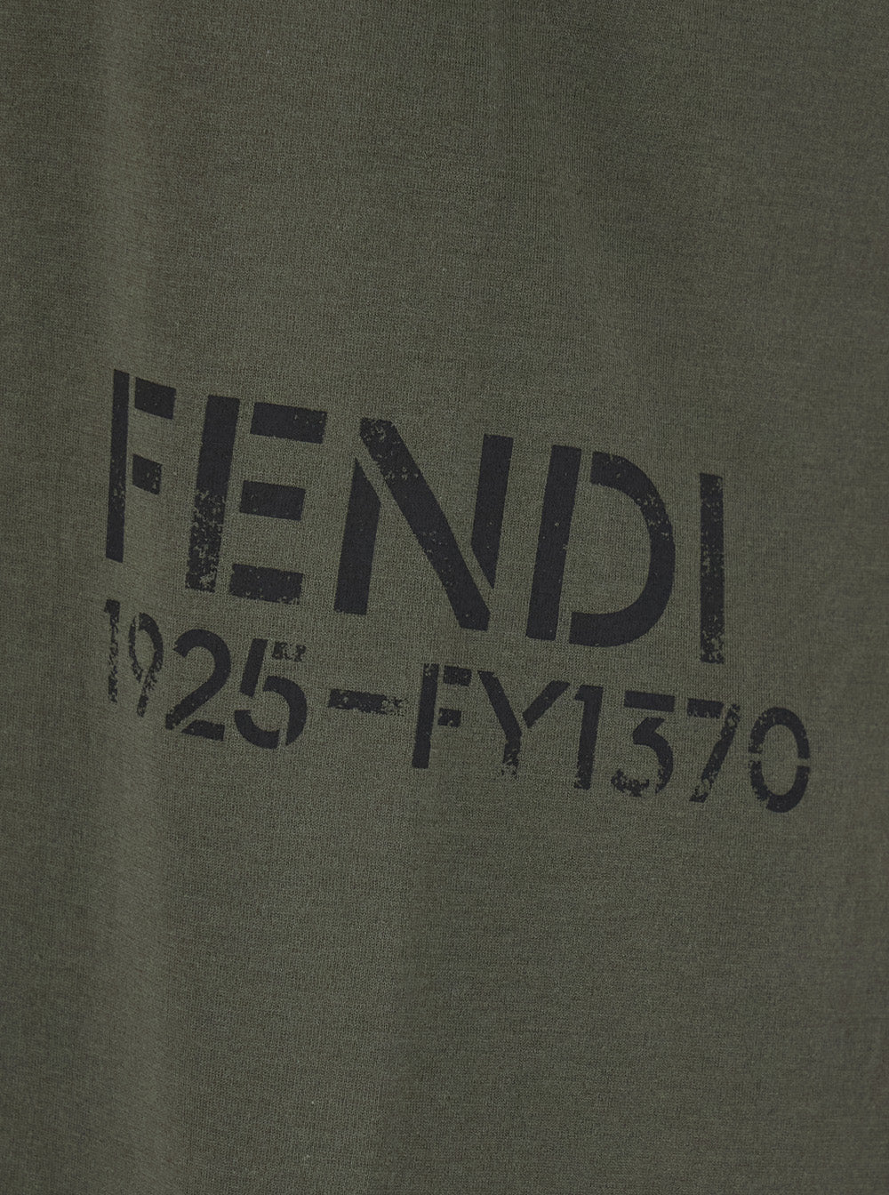 Fendi Men Green T-Shirt With Tone-On-Tone Logo On The Side In Cotton For Men