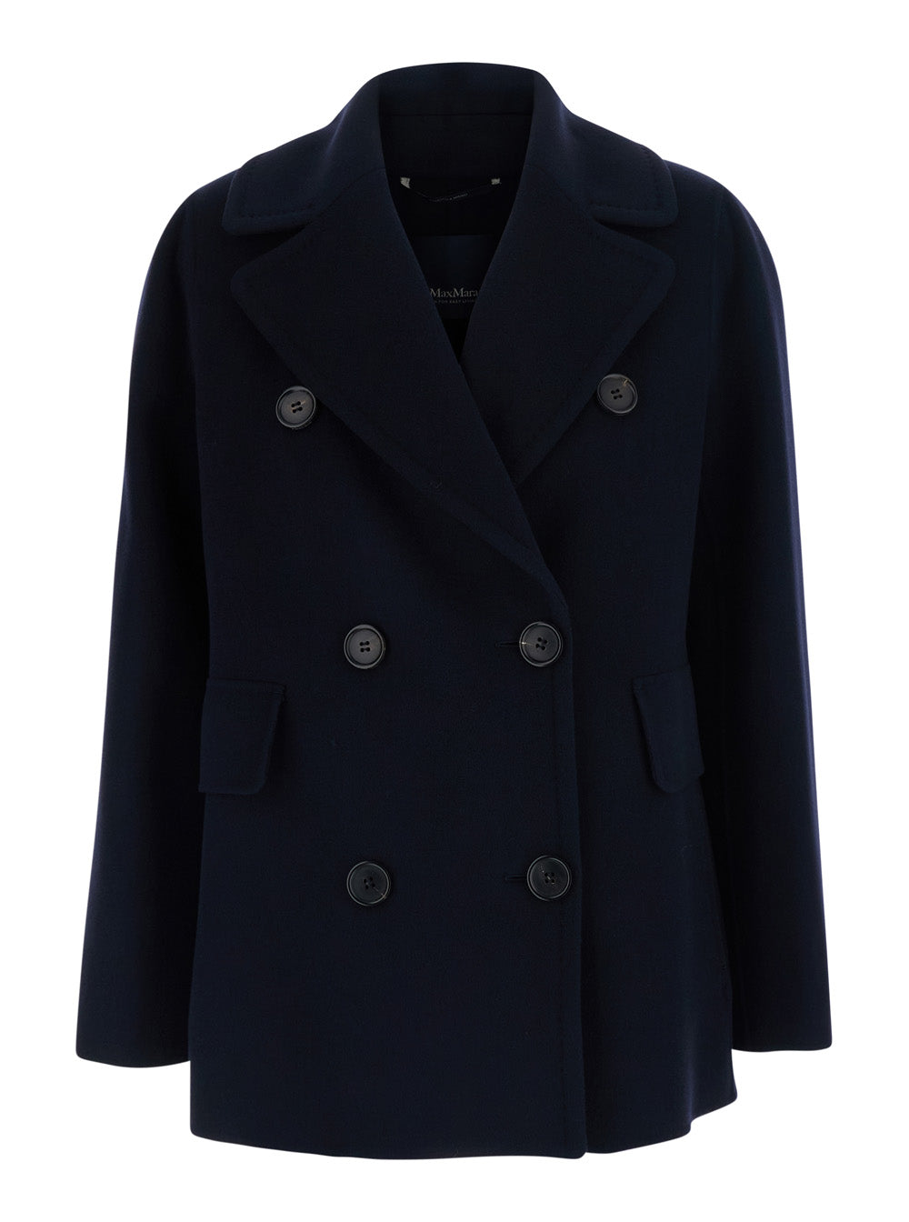 'S Maxmara Women Camilla Coat With Notched Revers And Long Sleeves In Tech Fabric Blue Women