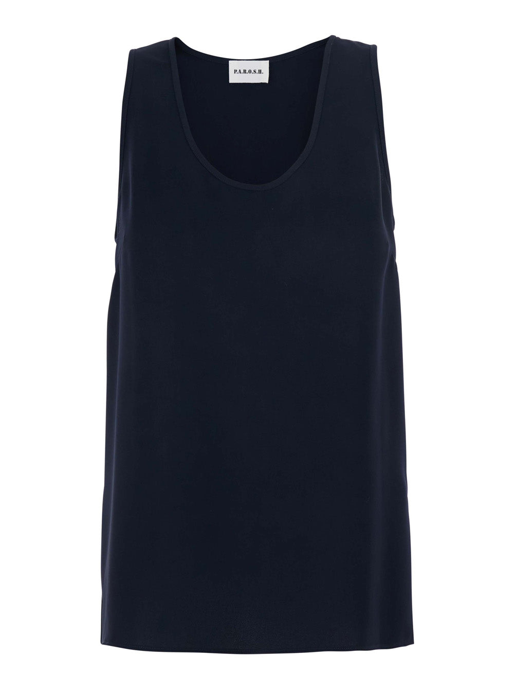 P.A.R.O.S.H. P.A.R.O.S.H. Women Blue Sleeveless Top With Round Neck In Fabric For Women
