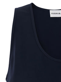 P.A.R.O.S.H. P.A.R.O.S.H. Women Blue Sleeveless Top With Round Neck In Fabric For Women
