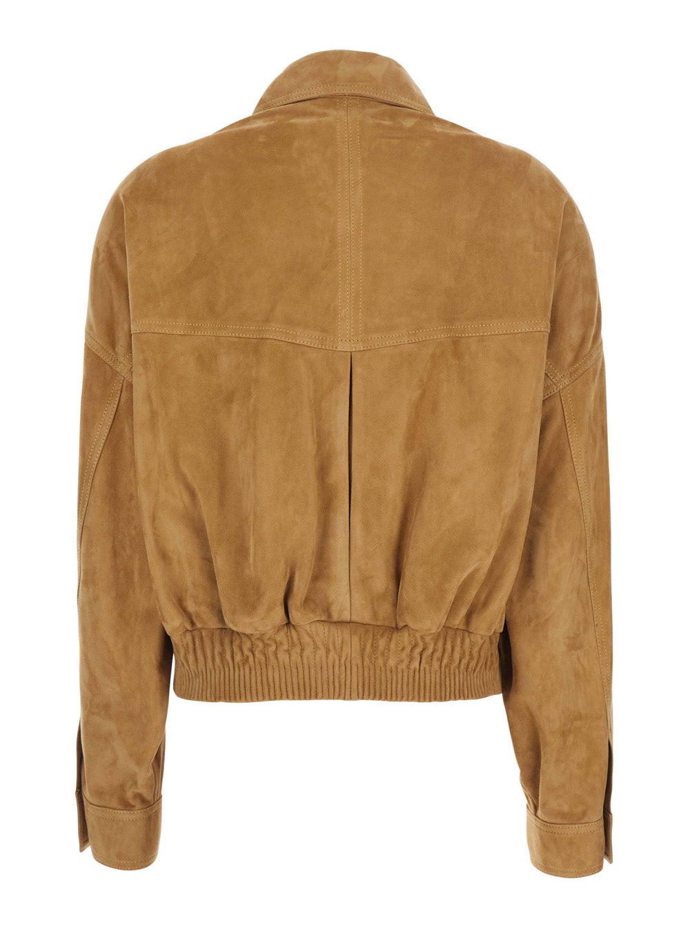 Versace Women Beige Jacket With Pointed Collar And Logo Jewel Buttons In Suede For Men