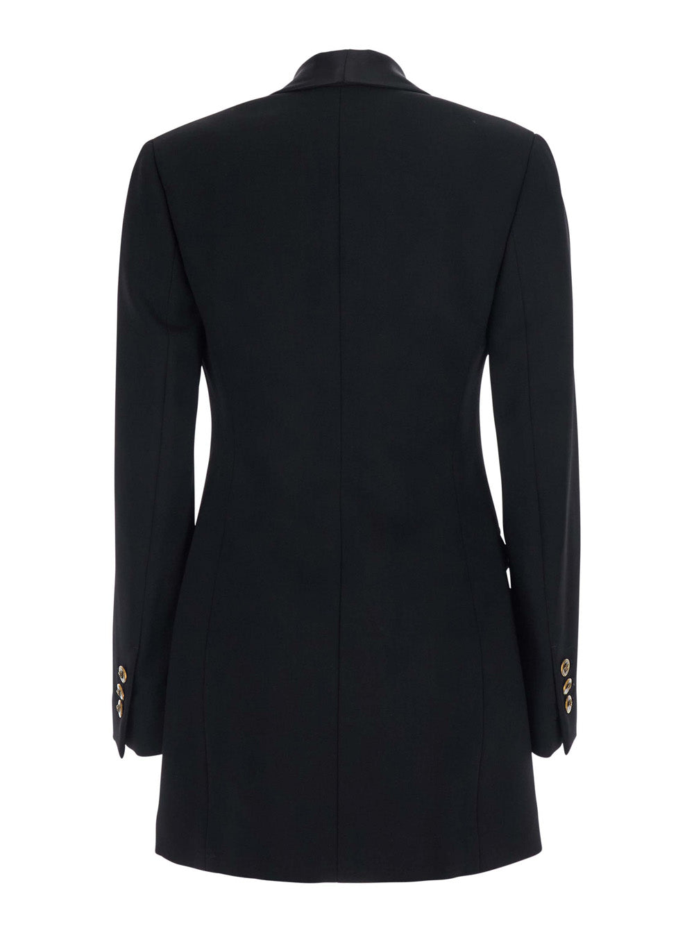 Versace Women Black Jacket With Lapels And Crystal Details And Logo In Wool Women