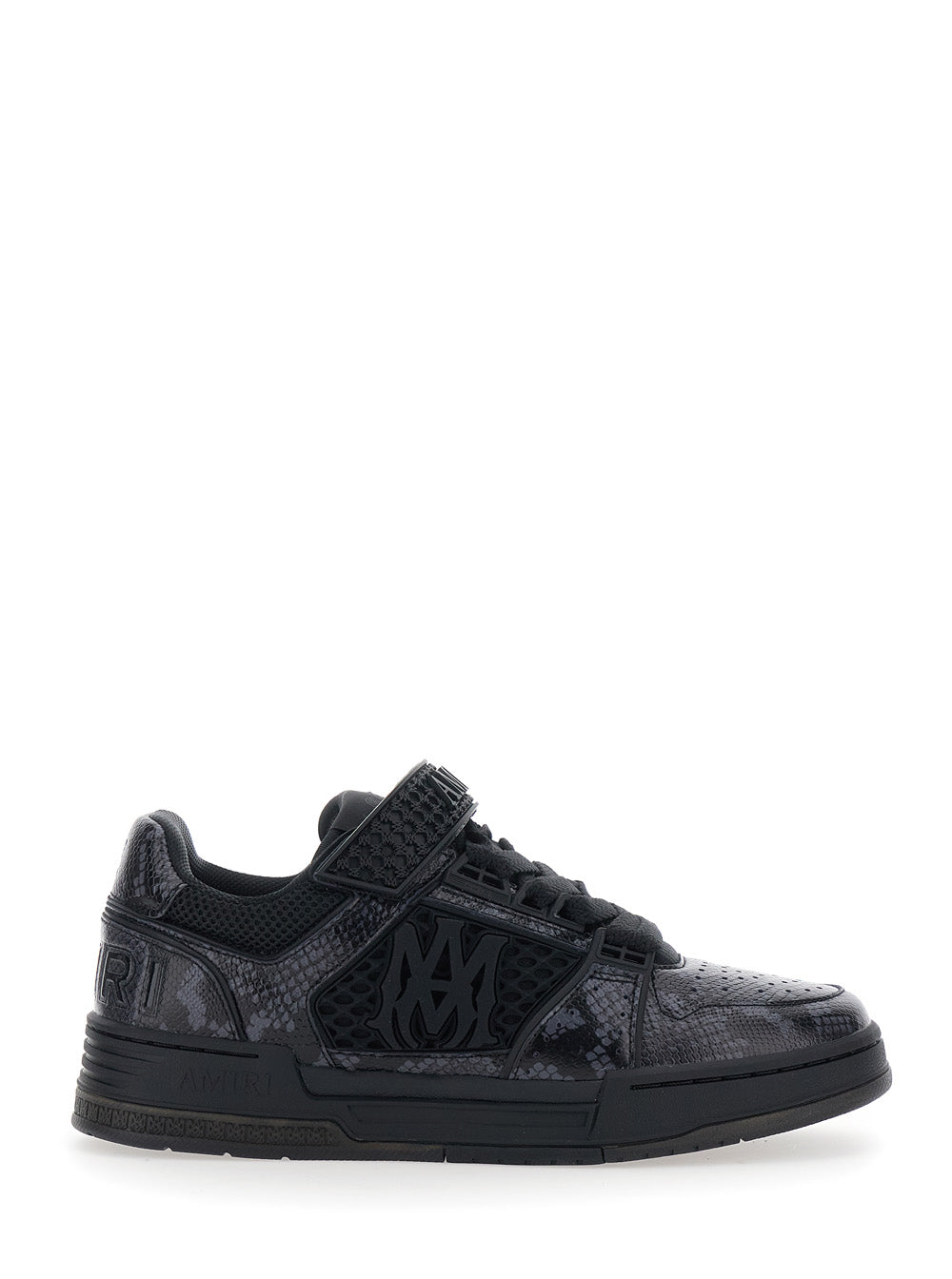 Amiri Men Black Sneakers With Maxi Side Logo And Upper Strap Closure In Leather For Men