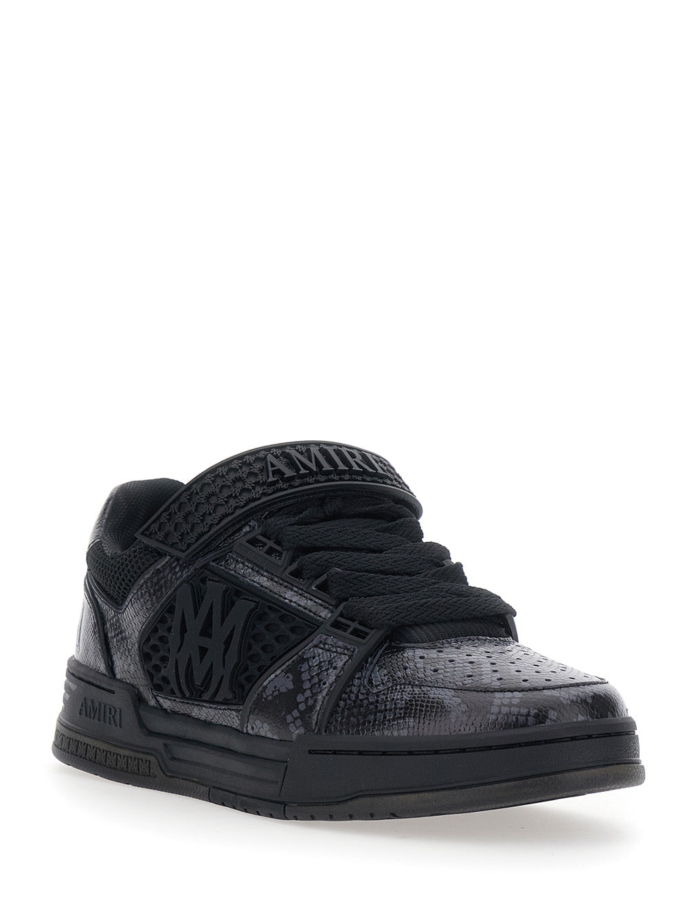Amiri Men Black Sneakers With Maxi Side Logo And Upper Strap Closure In Leather For Men