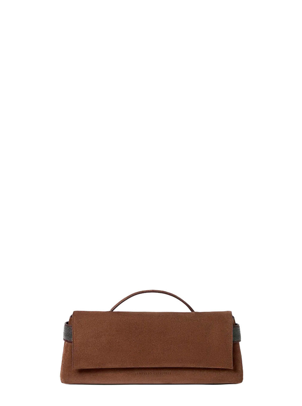 BRUNELLO CUCINELLI Brunello Cucinelli Women Brown Clutch With Top Handle And Monile In Suede For Women