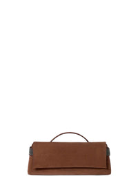 BRUNELLO CUCINELLI Brunello Cucinelli Women Brown Clutch With Top Handle And Monile In Suede For Women