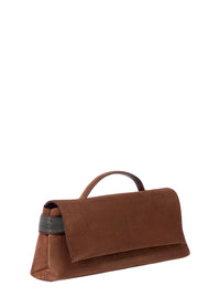 BRUNELLO CUCINELLI Brunello Cucinelli Women Brown Clutch With Top Handle And Monile In Suede For Women