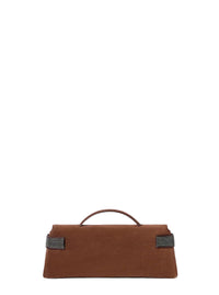 BRUNELLO CUCINELLI Brunello Cucinelli Women Brown Clutch With Top Handle And Monile In Suede For Women