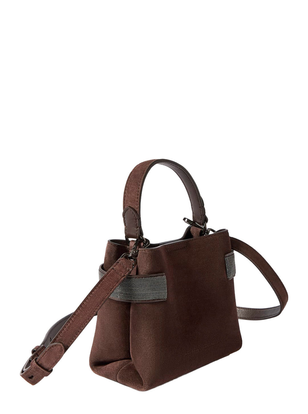BRUNELLO CUCINELLI Brunello Cucinelli Women Brown Shoulder Bag With Adjustable And Removable Strap In Suede For Women