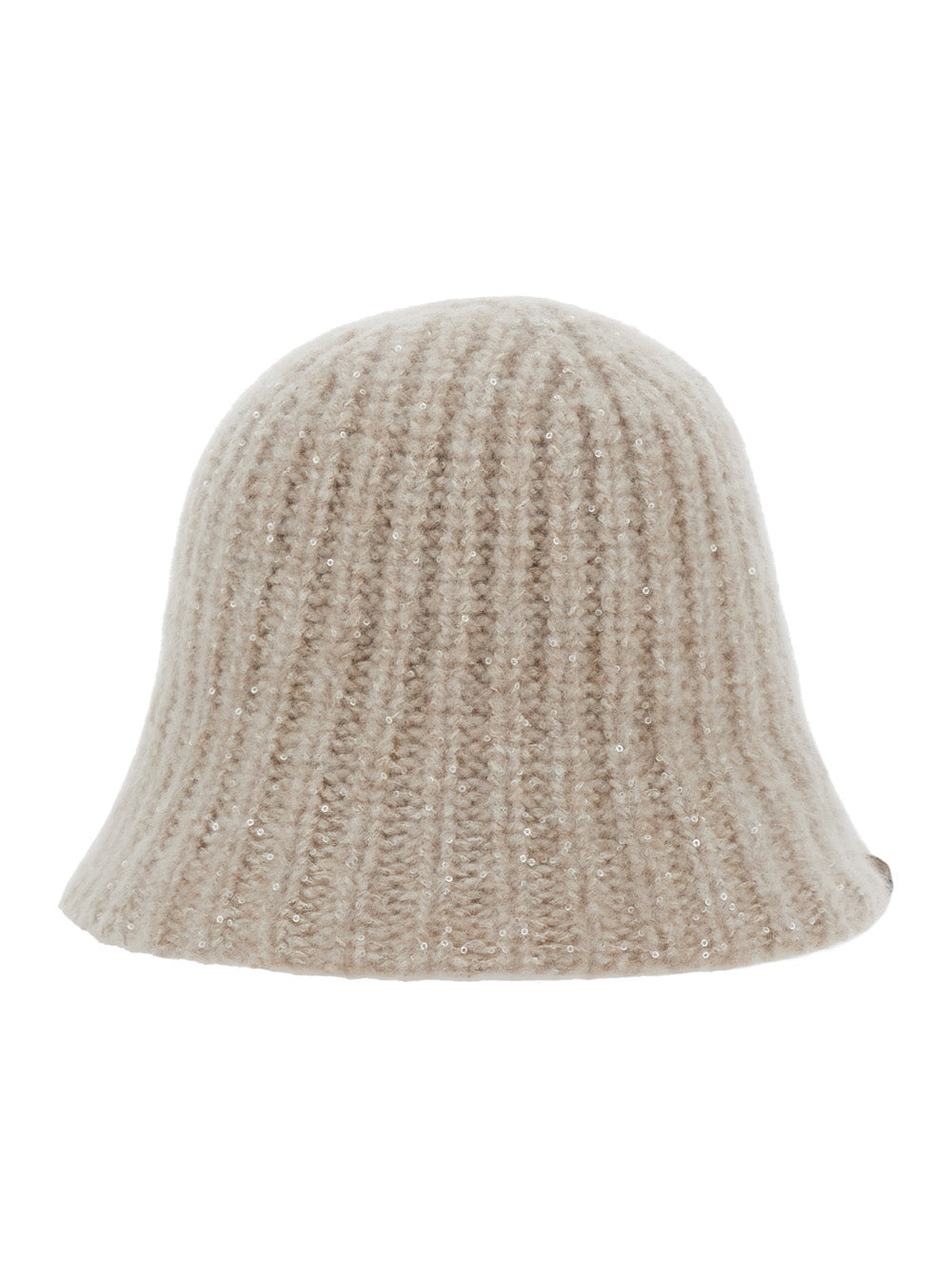 Brunello Cucinelli Women Beige Hat With Knitted Design And Diamond Yarn In Cashmere Blend Women