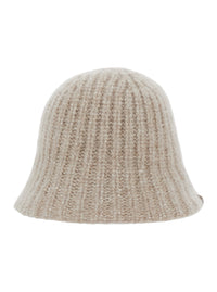 Brunello Cucinelli Women Beige Hat With Knitted Design And Diamond Yarn In Cashmere Blend Women