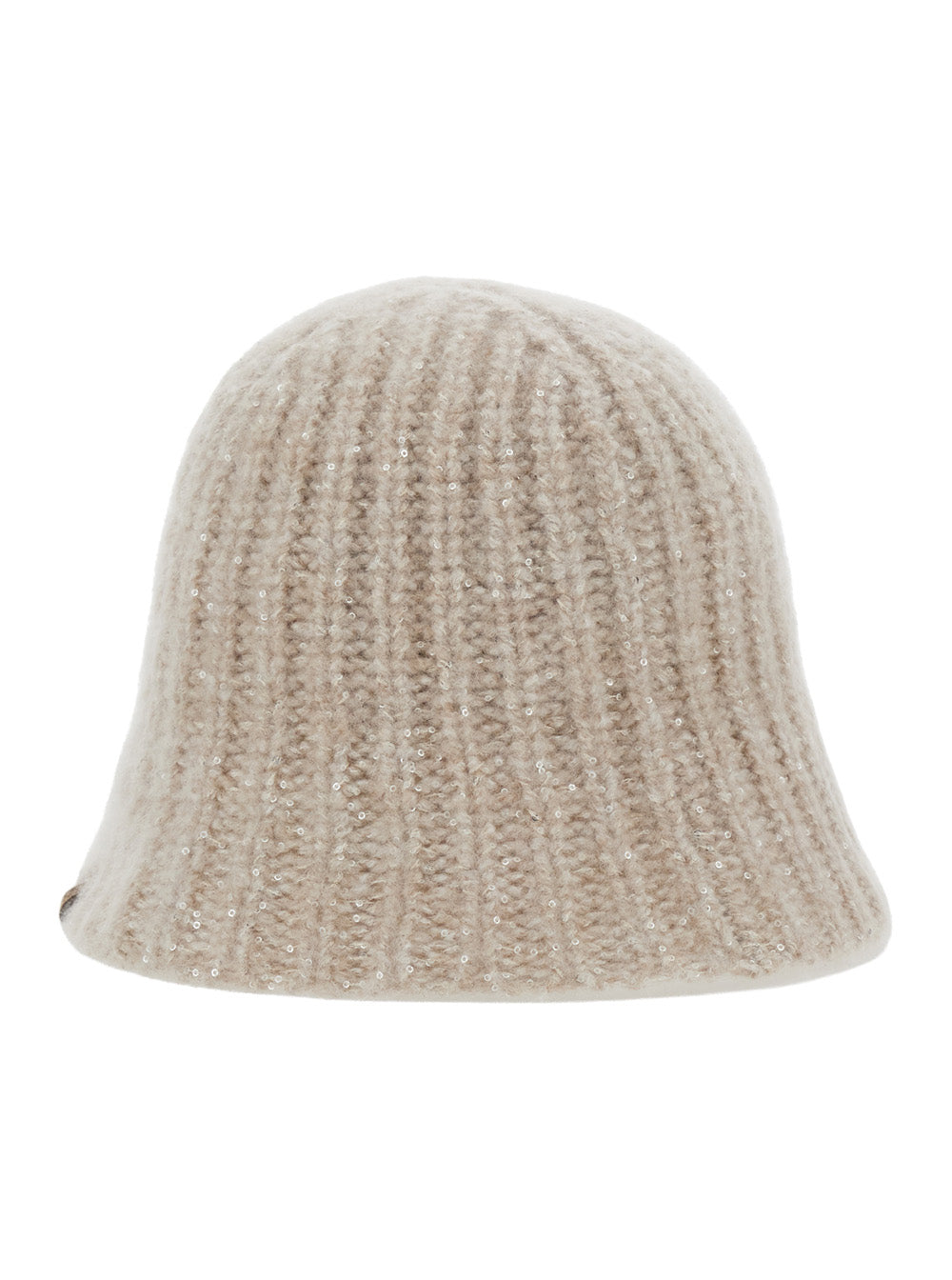 Brunello Cucinelli Women Beige Hat With Knitted Design And Diamond Yarn In Cashmere Blend Women
