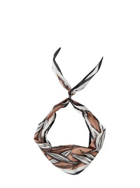 Brunello Cucinelli Women Brown Scarf With All-Over Motif In Silk For Women