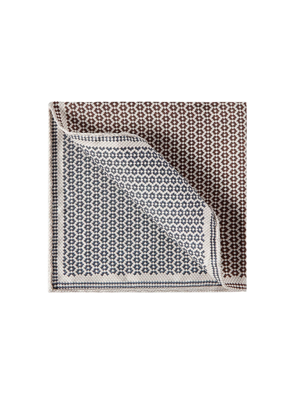 Brunello Cucinelli Men Multicolor Pocket Square With Chevron Motif And Geometric Print In Silk For Men