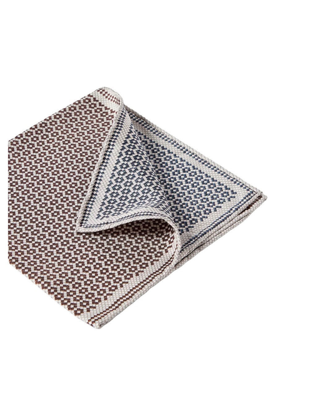 Brunello Cucinelli Men Multicolor Pocket Square With Chevron Motif And Geometric Print In Silk For Men