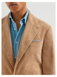 Brunello Cucinelli Men Multicolor Pocket Square With Chevron Motif And Geometric Print In Silk For Men