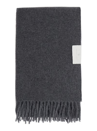 Brunello Cucinelli Women Gray Scarf With Fringed Hem And Brushed Finish In Cashmere For Women