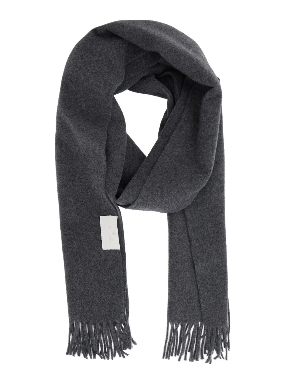 Brunello Cucinelli Women Gray Scarf With Fringed Hem And Brushed Finish In Cashmere For Women