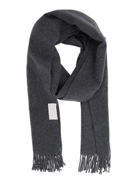 Brunello Cucinelli Women Gray Scarf With Fringed Hem And Brushed Finish In Cashmere For Women