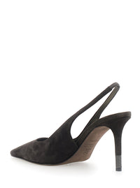 Brunello Cucinelli Women Brown Heeled Sandals With Monile Detail On The Heel In Suede For Women
