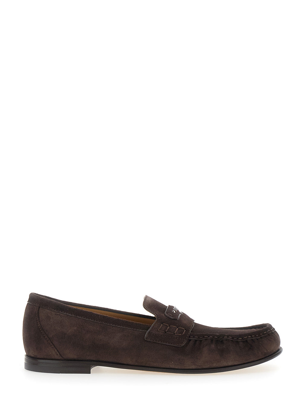 FENDI Fendi Men Brown Round Toe Loafers In Suede For Men