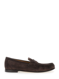 FENDI Fendi Men Brown Round Toe Loafers In Suede For Men