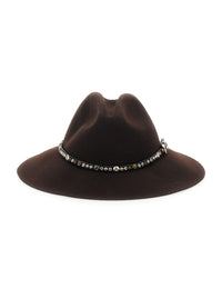 Golden Goose Women Brown Hat With Studded Leather Belt In Felt For Women